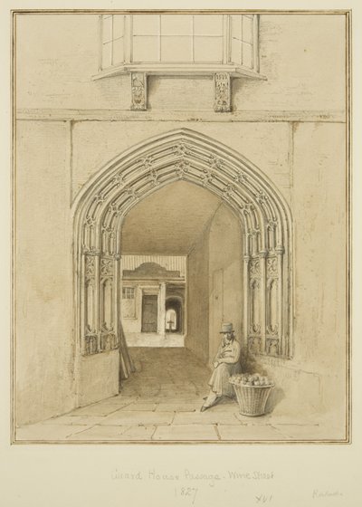 Guard House Passage, Wine Street (akvarelli ja kynä paperille) tekijältä Thomas Leeson the Elder Rowbotham