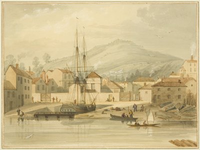 Limekiln Dock, Hotwell Road, priki "Eolus" ja Brandon Hill takana tekijältä Thomas Leeson the Elder Rowbotham