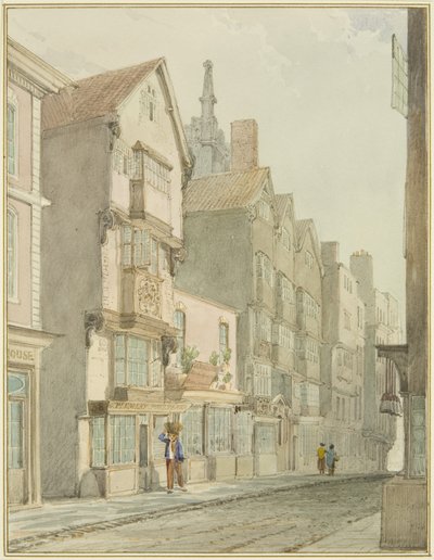 Mary-le-Port Street (akvarelli paperille) tekijältä Thomas Leeson the Elder Rowbotham