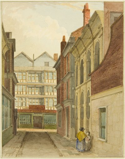 Mary-le-Port Street juustotorilta nähtynä (akvarelli paperille) tekijältä Thomas Leeson the Elder Rowbotham