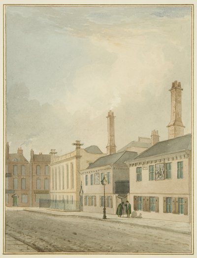 Kauppiasmerimiesten almutalot, King Street (akvarelli paperille) tekijältä Thomas Leeson the Elder Rowbotham