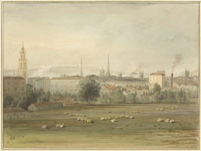 Lähellä Stokes Croftia, josta on näkymät Bristolin horisonttiin (Sadlerin ja Clayfieldin ilmapallon nousu vuonna 1810) tekijältä Thomas Leeson the Elder Rowbotham