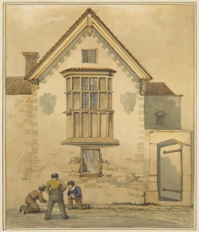 Vanha talo, nimeltään Palace, Pile Street (akvarelli paperille) tekijältä Thomas Leeson the Elder Rowbotham
