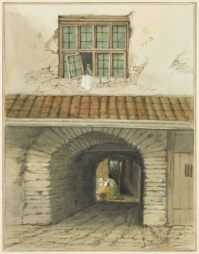 Passage Archway pois Marsh Streetistä talon takana (akvarelli paperille) tekijältä Thomas Leeson the Elder Rowbotham