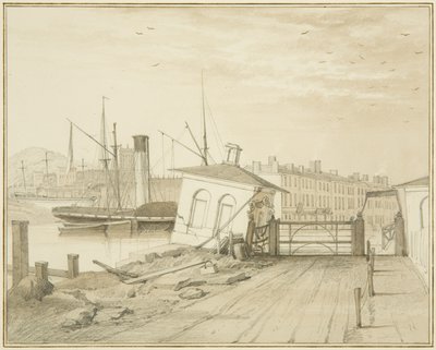 Toll Housen vajoaminen Prince Street Bridgellä, 1828 tekijältä Thomas Leeson the Elder Rowbotham