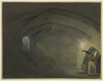 Oletettu "St Leonardin kirkon krypta" (akvarelli paperille) tekijältä Thomas Leeson the Elder Rowbotham