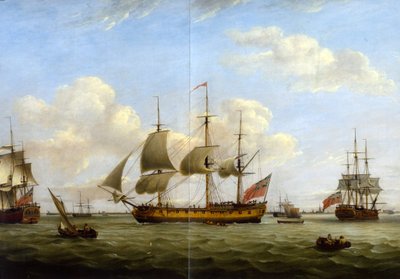 HMS Maria Anna-Earl of Chatham- Achilles-Thomas Luny - HMS Maria Anna-Earl of Chatham- Achilles-Thomas Luny tekijältä Thomas Luny