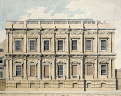 Näkymä juhlatalosta Whitehallissa, Westminsterissä, n. 1790 tekijältä Thomas Malton Jnr.