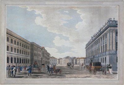 Näkymä Millionnaya-kadulle ja Marmoripalatsille Marsin kentän läpi, 1790 tekijältä Thomas Malton the Elder
