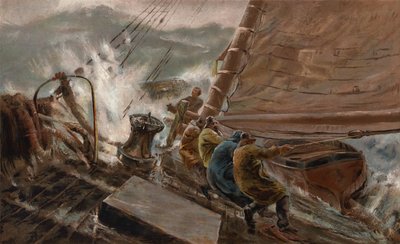 Vaarallinen hetki (chromolitho) tekijältä Thomas Marie Madawaska (after) Hemy