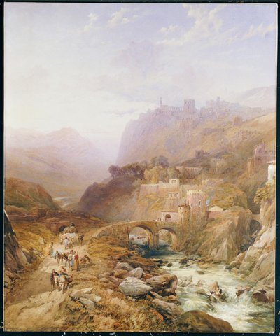 Figuurit tiellä Fort Leonin alla, Sisilia, 1879 tekijältä Thomas Miles Richardson