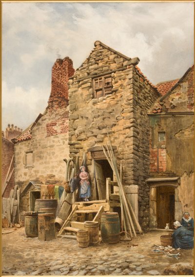 Old Sparrow Hall, Cullercoats (vartalonväri, kynä ja wc paperilla) tekijältä Thomas Miles Richardson