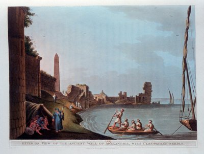 Ulkokuva Aleksandrian muinaisesta muurista, Kleopatras-neula, 1802. tekijältä Thomas Milton