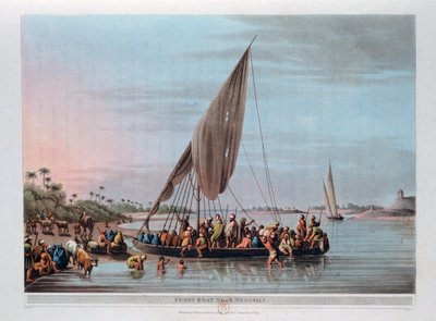 Lauttalaiva Nedssilin lähellä, Egypti, 1801 tekijältä Thomas Milton