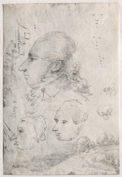 Studies of Heads verso, c. 1820-luku. tekijältä Thomas Monro