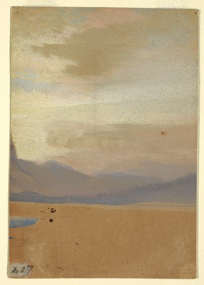 Piirros, Amerikan tasangot ja vuoristo kaukana, ennen vuotta 1872. tekijältä Thomas Moran