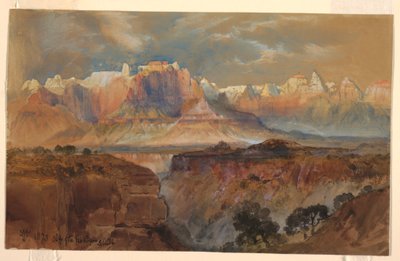 Piirros, Rio Virginin kalliot, Etelä-Utah, 1873. tekijältä Thomas Moran