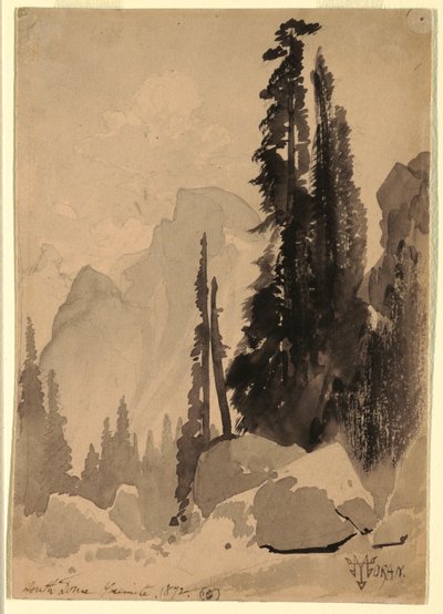 Piirustus, Half Dome, Yosemite, 1872 tekijältä Thomas Moran