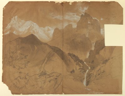 Piirros, lähellä Faidon solaa, Italia, 1867 tekijältä Thomas Moran