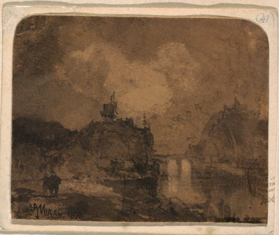Piirros, jokikohtaus, Grand Canyon, Colorado, 1870 tekijältä Thomas Moran