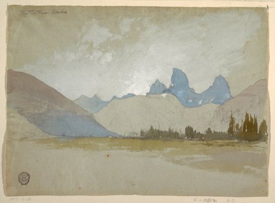 Piirros, Tetons, Idaho, 1879. tekijältä Thomas Moran
