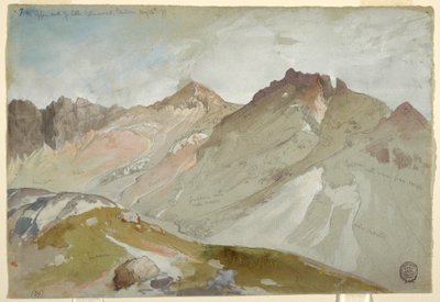 Piirros, Little Cottonwood Canyonin yläpää, Wasatch Range, lähellä Ogdenia, Utah, 13. elokuuta 1879. tekijältä Thomas Moran