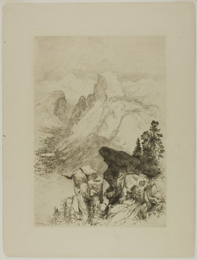 Half-Dome, Näkymä Moran Pointista tekijältä Thomas Moran