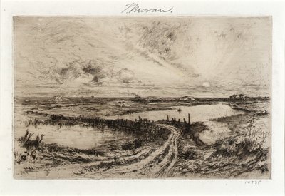 Hook Pond ja vanha silta tekijältä Thomas Moran