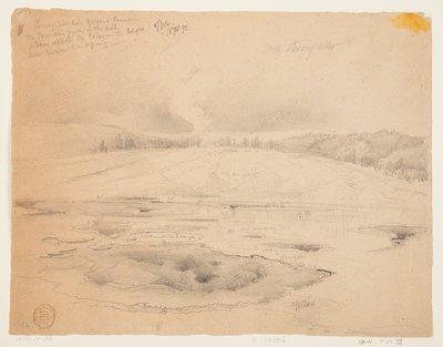 Alempi paloaukko, geysirallas, Yellowstone tekijältä Thomas Moran