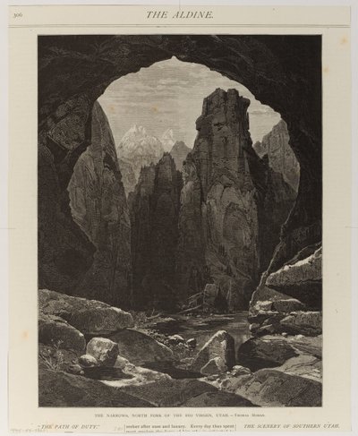 Kapea sola, Rio Virgenin pohjoinen haara, Utah tekijältä Thomas Moran