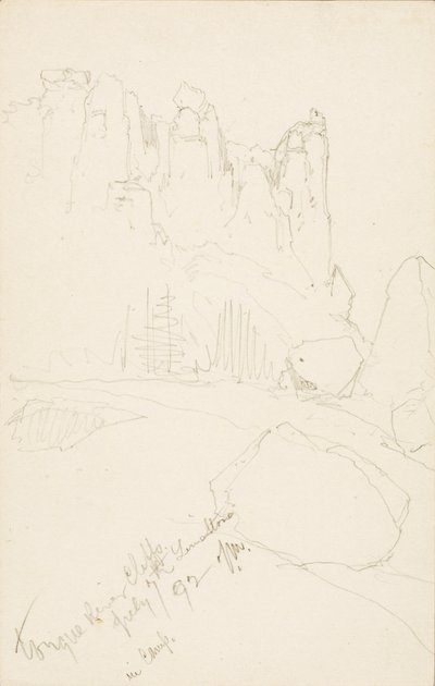 Tongue River Cliffs (leirissä) tekijältä Thomas Moran