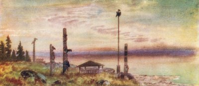 Siwash-intiaanien hautausmaa (värilitra) tekijältä Thomas Mower Martin