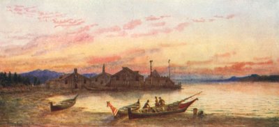 Siwash Village, Tyynenmeren rannikko (värilitro) tekijältä Thomas Mower Martin