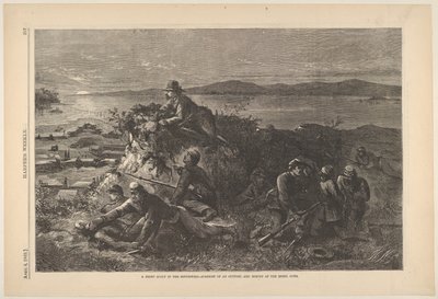 Yöpartio lounaassa – etuvartioaseman yllätys ja kapinallisten tutkimus..., 4. huhtikuuta 1863. tekijältä Thomas Nast
