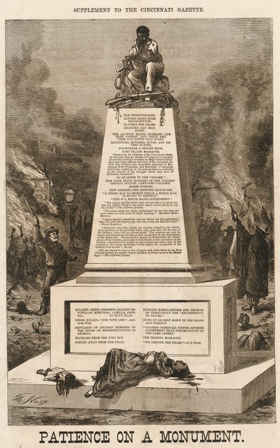 "Kärsivällisyys muistomerkillä", 8. lokakuuta 1868. tekijältä Thomas Nast