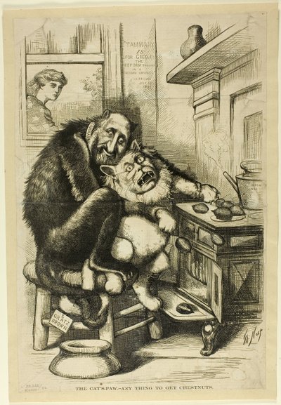 Kissan käpälän, mitä tahansa saadaksesi kastanjoita tekijältä Thomas Nast