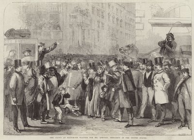 Baltimoren väkijoukko odottamassa herra Lincolnia tekijältä Thomas Nast