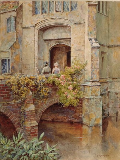 Baddesley Clinton Hallin sillalla (akvarelli paperille) tekijältä Thomas Nicholson Tyndale