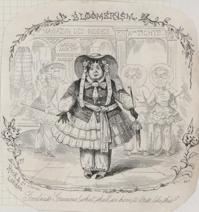 Victorian naisten muoti: bloomers (kaiverrus) tekijältä Thomas Onwhyn