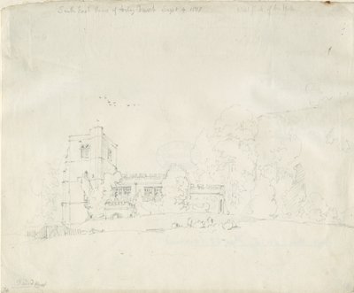 Arley Church: lyijykynäpiirros, 4. syyskuuta 1837 tekijältä Thomas Peploe Wood
