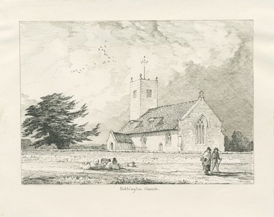 Bobbington Church: kynäpiirros, 1837 tekijältä Thomas Peploe Wood