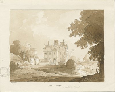 Brewood - Long Birch Hall: seepiapiirustus, 1838 tekijältä Thomas Peploe Wood