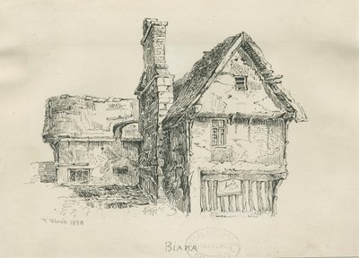 Eccleshall - Biana Hall: kynä- ja mustepiirustus, 1833 tekijältä Thomas Peploe Wood