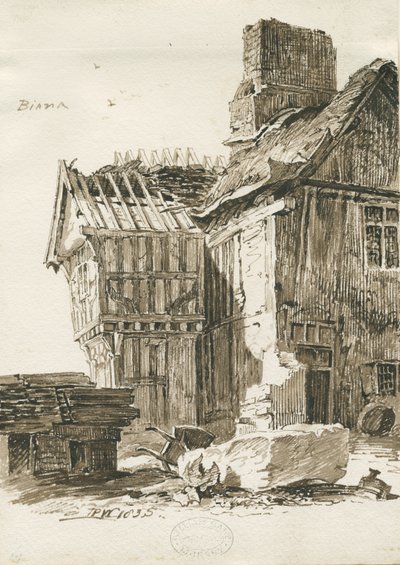 Eccleshall - Biana Hall: seepiakynäpiirros, 1835 tekijältä Thomas Peploe Wood