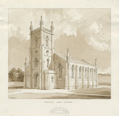 Fenton New Church: seepiapiirustus tekijältä Thomas Peploe Wood