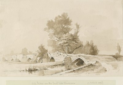 Handsacre - Old High Bridge: seepiapiirros, 1839 tekijältä Thomas Peploe Wood