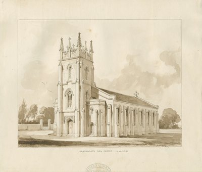 Handsworth Church: seepiapiirros tekijältä Thomas Peploe Wood