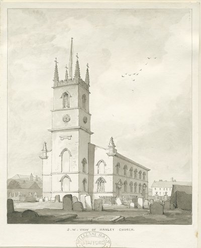 Hanley Church: seepiapiirustus, nd [?1838] (piirustus) tekijältä Thomas Peploe Wood
