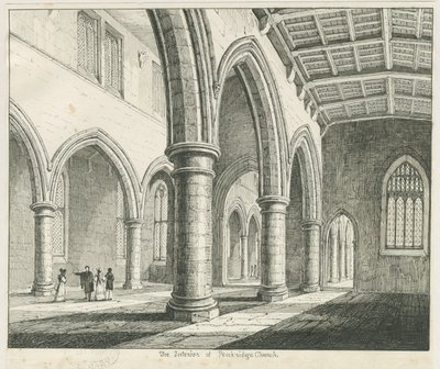 Penkridge Churchin sisustus: kynä- ja mustepiirustus, nd [?1837] (piirustus) tekijältä Thomas Peploe Wood