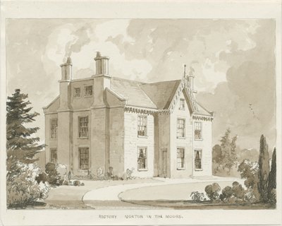 Norton-in-the-Moorsin kirkko: seepiapesupiirros, 1841 tekijältä Thomas Peploe Wood